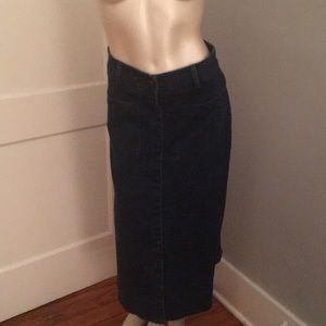 Free people long denim stretch button up‎ skirt